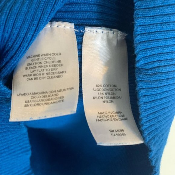 Jones New York royal blue puff sleeve sweater top size L - Picture 4 of 5